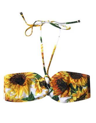 Dolce & Gabbana Womens Multicolor Floral Halter Beachwear Bikini Top Swimwear Nylon Elastane