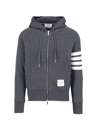 Thom Browne 4-Bar Zip-Up Sweatshirt, In Grey Cotton