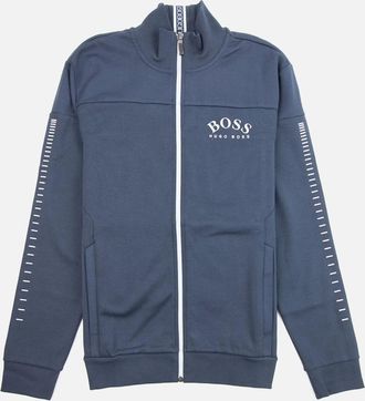 HUGO BOSS Mens Hugo Boss Curved Logo Skaz Win Zip Up Sweat - Navy - Size: 40