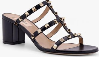 Valentino Garavani Womens Sandals Rockstuds Leather Black