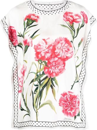Dolce & Gabbana floral-print silk blouse - women - Silk - 40 - White