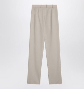 Saint Laurent Womens Beige Wool Trousers - Light Grey - Size EU 40 (Womens)