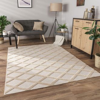 Paco Home Paco Home - Alfombra Salon De Habitacion Pelo Corto Boho Chic Nordica 3d Moderna Beige, 230x340 Cm (de)