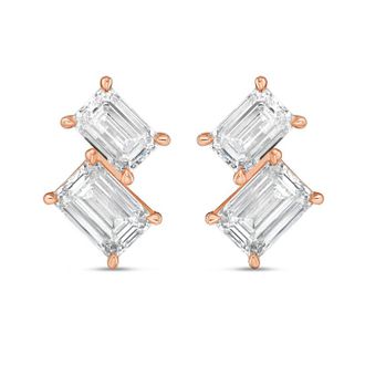 Diana M. Jewels 14K RG Gold 2 Stone Earrings 10.00 Ct Tw