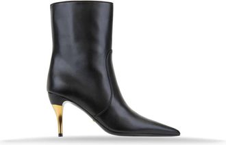Gucci Leren Rits Enkellaarzen - Dames - Laarzen met Hak - Zwart - 35 EU - Leer - Schoenen