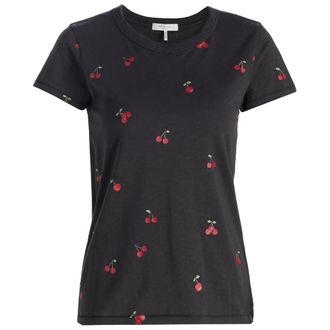 Rag & Bone Womens All Over Cherry Tee, Black Multi
