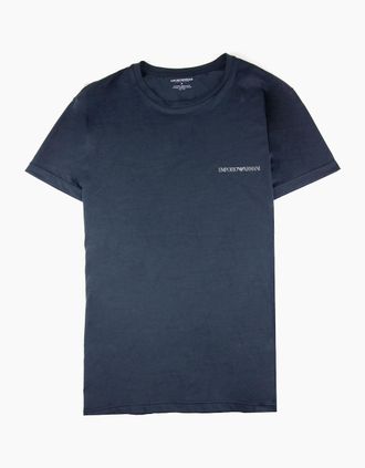Emporio Armani Mens Emporio Armani Chest Logo Crewneck T Shirt Navy Blue - Size: 38