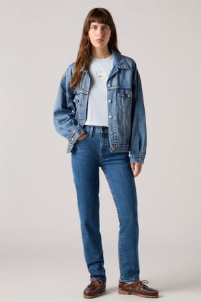 Levi's Vaqueros rectos de tiro alto 724 - Mujer - 24X28 - Azul / Mosey Mid Stone