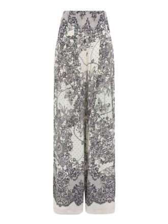 Blugirl Wide-Leg Trousers With Scalloped Hem And Lace-Inspired Pattern