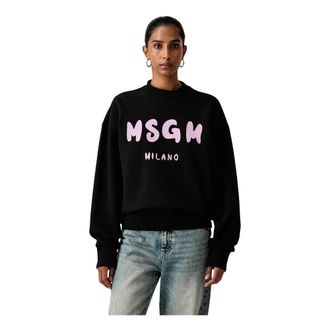Msgm Msgm - Sweatshirt met print - Dames - Sweatshirts & Hoodies - Zwart - Maat: M Katoen