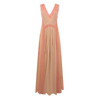 Alberta Ferretti Long dress with V-neck - female - Alberta Ferretti - Gowns - Pink - L - Dresses