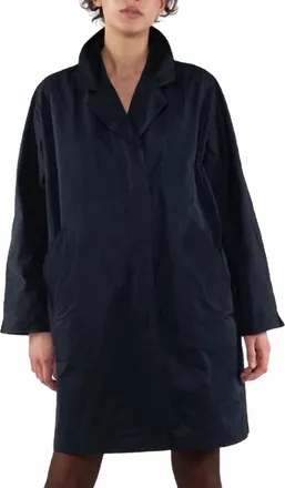 OOF Wear Long Sleeve Nylon Trench Coat In Dark Blue