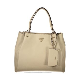 Guess Beige Polyurethane Womens Bag with Multiple Pockets and Womens Compartments