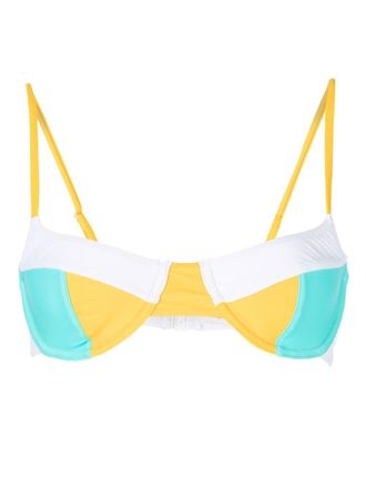 Solid & Striped The Emily colour-block bikini top - White