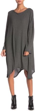 Go Couture Long Sleeve Oversized Sharkbite Dress in Charcoal Square at Nordstrom Rack, Size X-Large