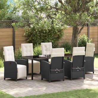 vidaXL Conjunto De Comedor De Jard&iacute;n 7 Pcs Negro Rat&aacute;n Sint&eacute;tico Vidaxl