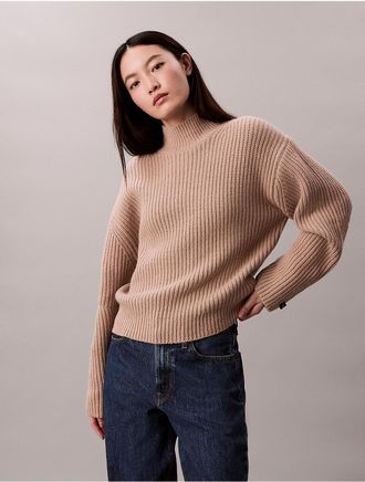 Calvin Klein Jeans Calvin Klein Womens Rib Chunky Relaxed Turtleneck Sweater - Brown - M