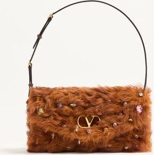 Valentino Garavani Borsa Piccola A Spalla Valentino Garavani DeVain In Pelliccia Di Agnello Con Strass Donna MARRONE/MULTICOLOR UNI