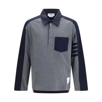 Thom Browne Polo Rugby Oversize Colorblock - - Tops - Uomo - Grigio - M