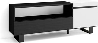 Skraut Home Skraut Home - Mueble Tv, Televisi&oacute;n, Muebles De Sal&oacute;n, Almacenaje, 150x57x35cm, Para Tv Hasta 65, Dise&ntilde;o Industrial, Estilo Moderno, Blanco Y Negro