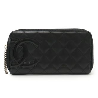 Chanel Black Pink Leather Long Wallet (Bi-Fold) (Pre-Owned)