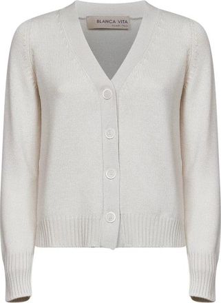 Blanca Vita Virgin Wool Cardigan - Dames - Vesten - Beige - XL - Wol - Truien & Vesten