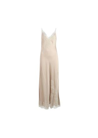 Carine Gilson nude silk crepe lace trimmed slip Size S
