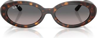 Ray-Ban 54mm Gradient Polarized Oval Sunglasses in Havana /Grey Gradient Polar at Nordstrom