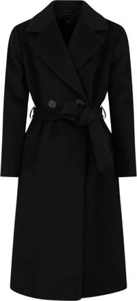 A|X Armani Exchange Zwarte wollen jas met tailleband - Dames - Jas met riem - Zwart - M - Wol - Jassen