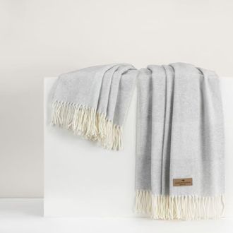 Lands Downunder Hampton Plaid Herringbone Throw in Silver at Nordstrom