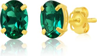 MAX + STONE 14k Yellow or White Gold 7x5mm Oval Stud Earrings with Push Backs