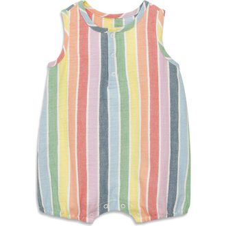 primary Baby Henley Bubble In Rainbow Stripe in Rainbow Sunrise Stripe at Nordstrom, Size 12-18M