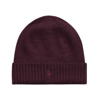 Polo Ralph Lauren Beanie met geborduurd logo - Heren - Accessoires - Rood - Maat: ONE Size Wol