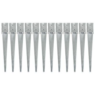 vidaXL Picas De Tierra 12 Uds Acero Galvanizado Plateado 10x10x76 Cm Vidaxl