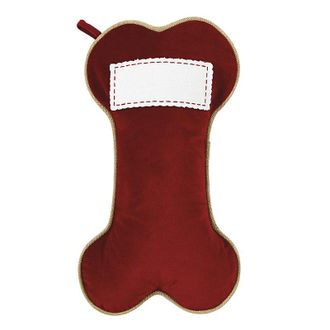 Ballard Designs Burlap Dog Bone Stocking - Red Velvet - Ballard Designs