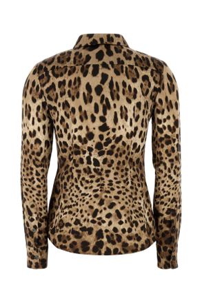 Dolce & Gabbana Womens Printed Satin Shirt Multicolor Exterior: Silk Camicie