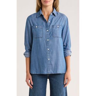 Tailor Vintage Loose Fit Denim Button-Up Shirt in Med Wash at Nordstrom Rack, Size X-Large