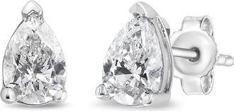 House of Brilliance 14K White Gold 1/4 Ct Pear Shape Solitaire Lab Grown Diamond Stud Earrings at Nordstrom