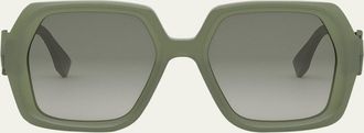 Fendi Diamond Green Acetate Square Sunglasses