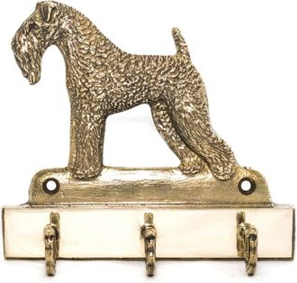 OEM Kerry Blue Terrier, Irish Blue Terrier: Llavero Con Forma De Perro, Soporte De Lat&oacute;n Para Accesorios De Perros, Elegante Decoraci&oacute;n Para El Pasillo De