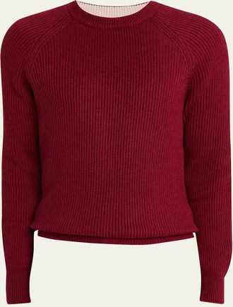 Brunello Cucinelli Mens Cotton Rib Crewneck Sweater