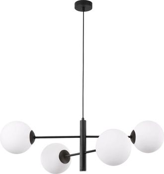 OEM L&aacute;mpara Colgante Vicenza Negra 4 Pantallas Planas Blancas E14