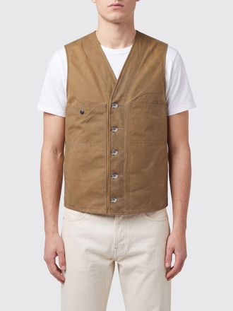 Filson Gilet monopetto in cotone con scollo a V e tasche a toppa