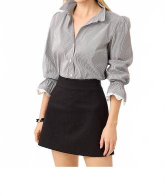 Lilly Pulitzer Ricrac Three Quarter Sleeve Lilly Shirt In Noir Mirror Shirting Stripe