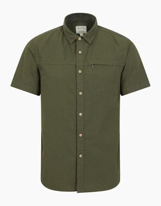 Mountain Warehouse Mens Mountain Warehouse Mens Coconut Slub Short-Sleeved Shirt - Green - Size: 40/Regular