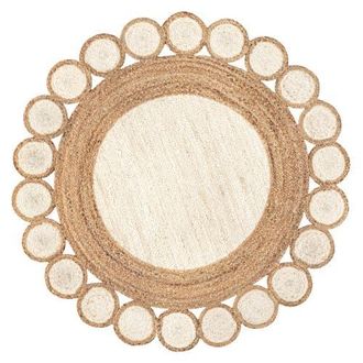Jonathan Y Designs Skye Two-Tone Jute Circle Border Round Area Rug in Cream/natural at Nordstrom, Size 4Ft 0In X 4Ft 0In