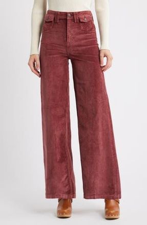 Free People Kellee High Waist Wide Leg Corduroy Palazzo Pants in Brick Wall at Nordstrom Rack, Size 24