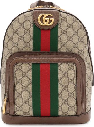 Gucci Beige Brown Green Red Color Yellow Gg Supreme Backpack (Pre-Owned)