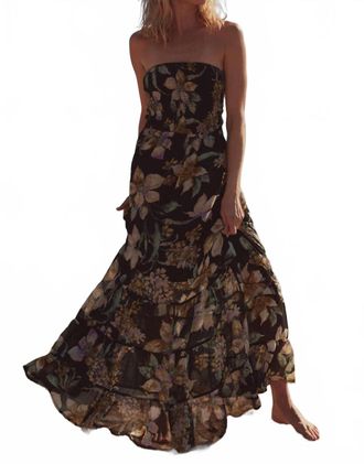 Promesa Floral Strapless Maxi Dress In Black