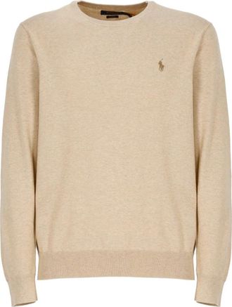 Ralph Lauren Beige Truien - Heren - Ronde hals truien - Beige - XL - Katoen - Truien & Vesten